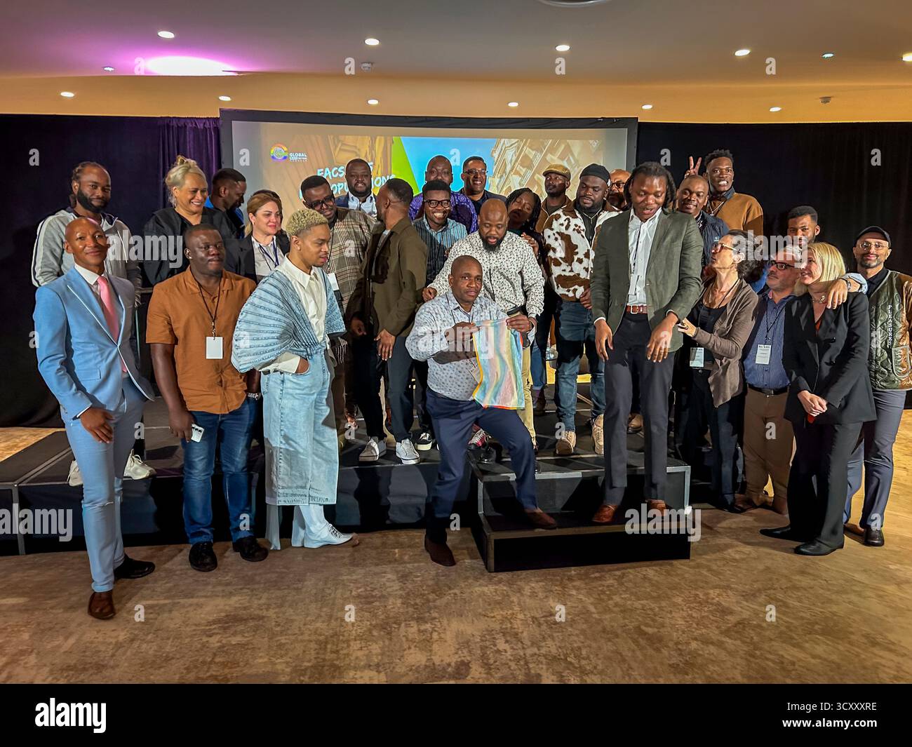 Paris, Frankreich, Group Portrait, Community Meeting on Prep HIV Prevention for Key Population, GBGM Collect (Global Black Gay Men Connect) Black Pride Stockfoto