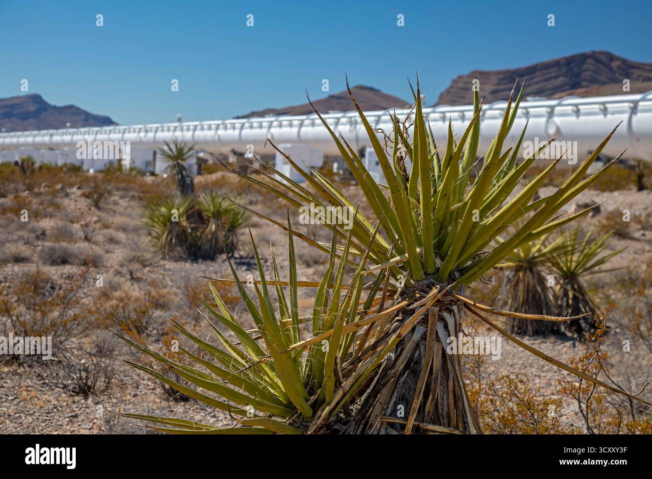 Las Vegas, Nevada - der Hyperloop One Testplatz in der Wüste nördlich von Las Vegas. Das Unternehmen hatte gehofft, Passagiere und Fracht mit hoher Geschwindigkeit zu bewegen Stockfoto
