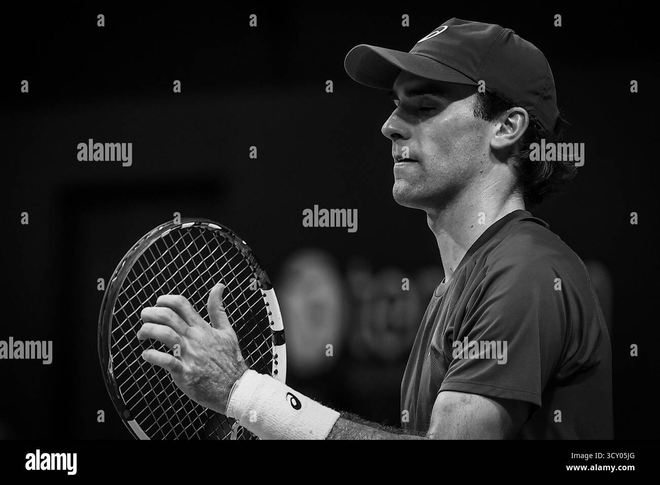 Brüssel, Belgien Oktober 2025. Der US-amerikanische Eliot Spizzirri wurde während des European Open ATP-Tennisturniers am Donnerstag, den 16. Oktober 2025, in Brüssel aufgenommen. Die diesjährige Ausgabe des Turniers findet vom 12. Bis 19. Oktober 2025 statt. BELGA FOTO DAVID PINTENS Credit: Belga News Agency/Alamy Live News Stockfoto