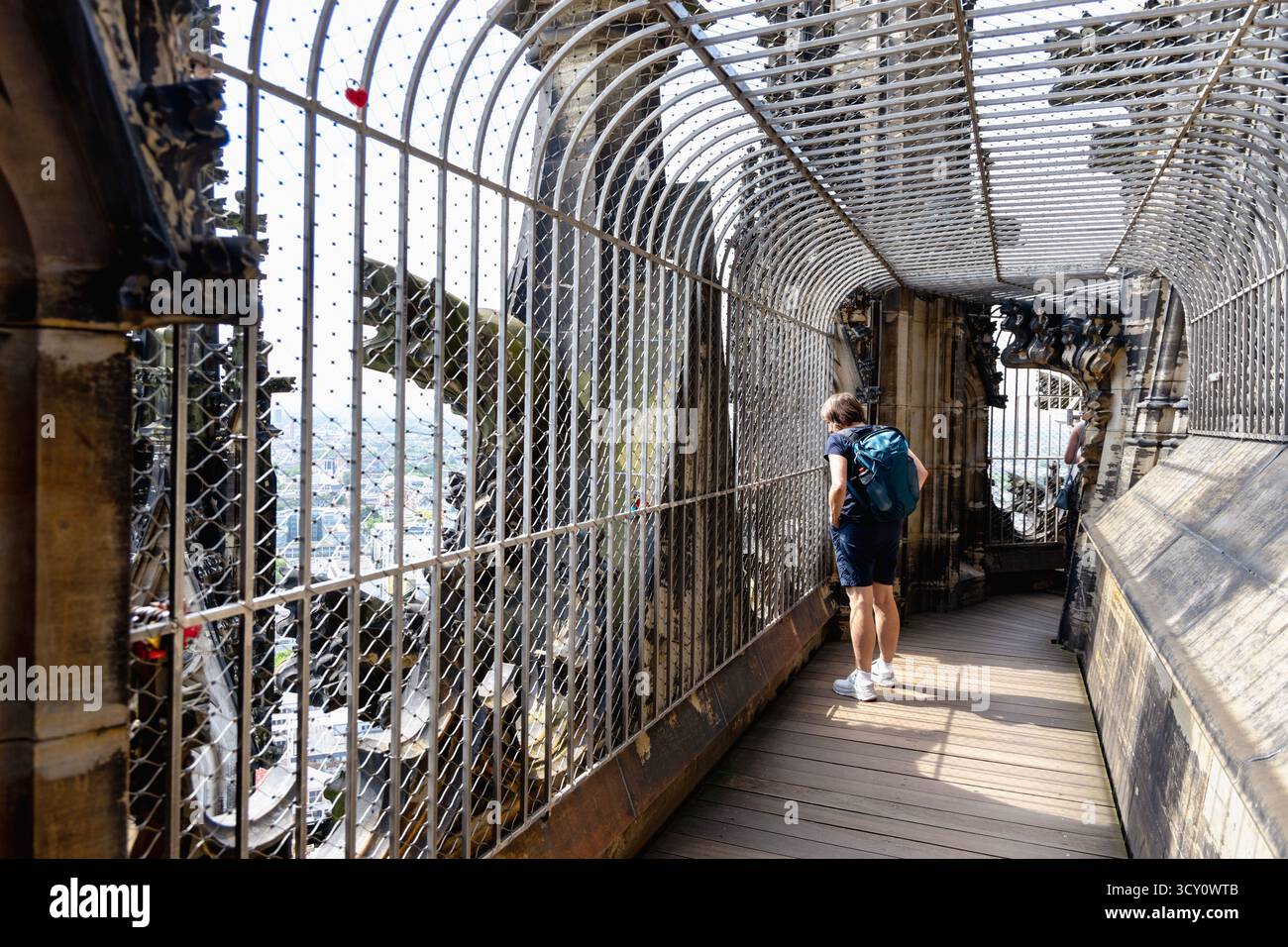 Rundweg um das Dach des gotischen Colgone Doms, Köln, Deutschland Stockfoto