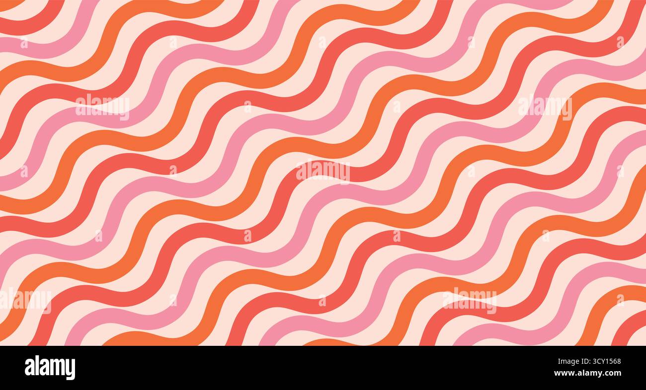 Welliger, farbenfroher und psychedelischer Hintergrund. Vektorabbildung. Stock Vektor