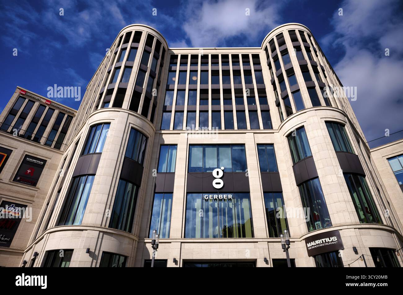 Außenansicht des Einkaufszentrums das Gerber, Logo, Stuttgart, Baden-Württemberg, Deutschland Stockfoto