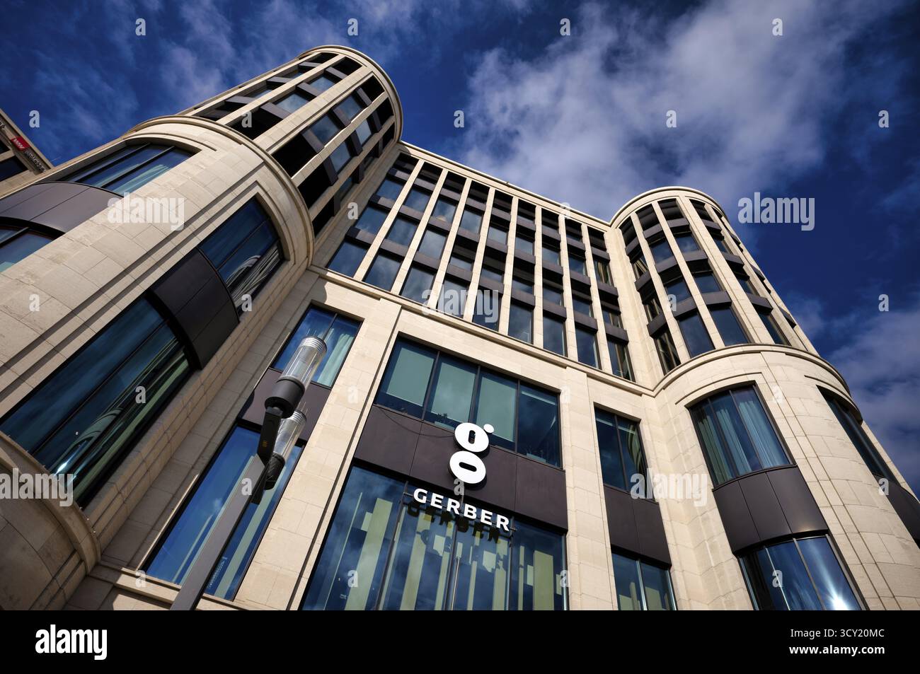 Außenansicht des Einkaufszentrums das Gerber, Logo, Stuttgart, Baden-Württemberg, Deutschland Stockfoto