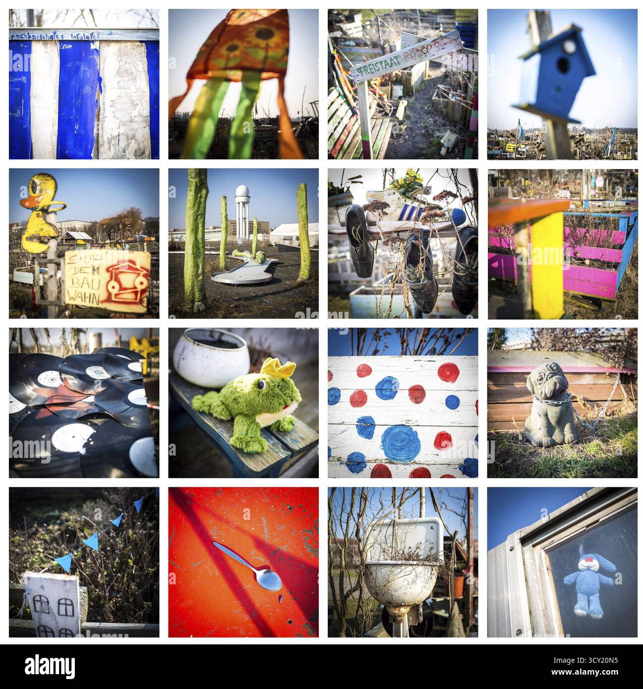 DEU Deutschland Berlin Szenen von Hochbettgärten auf dem Gelände des ehemaligen Flughafens Tempelhof Stockfoto