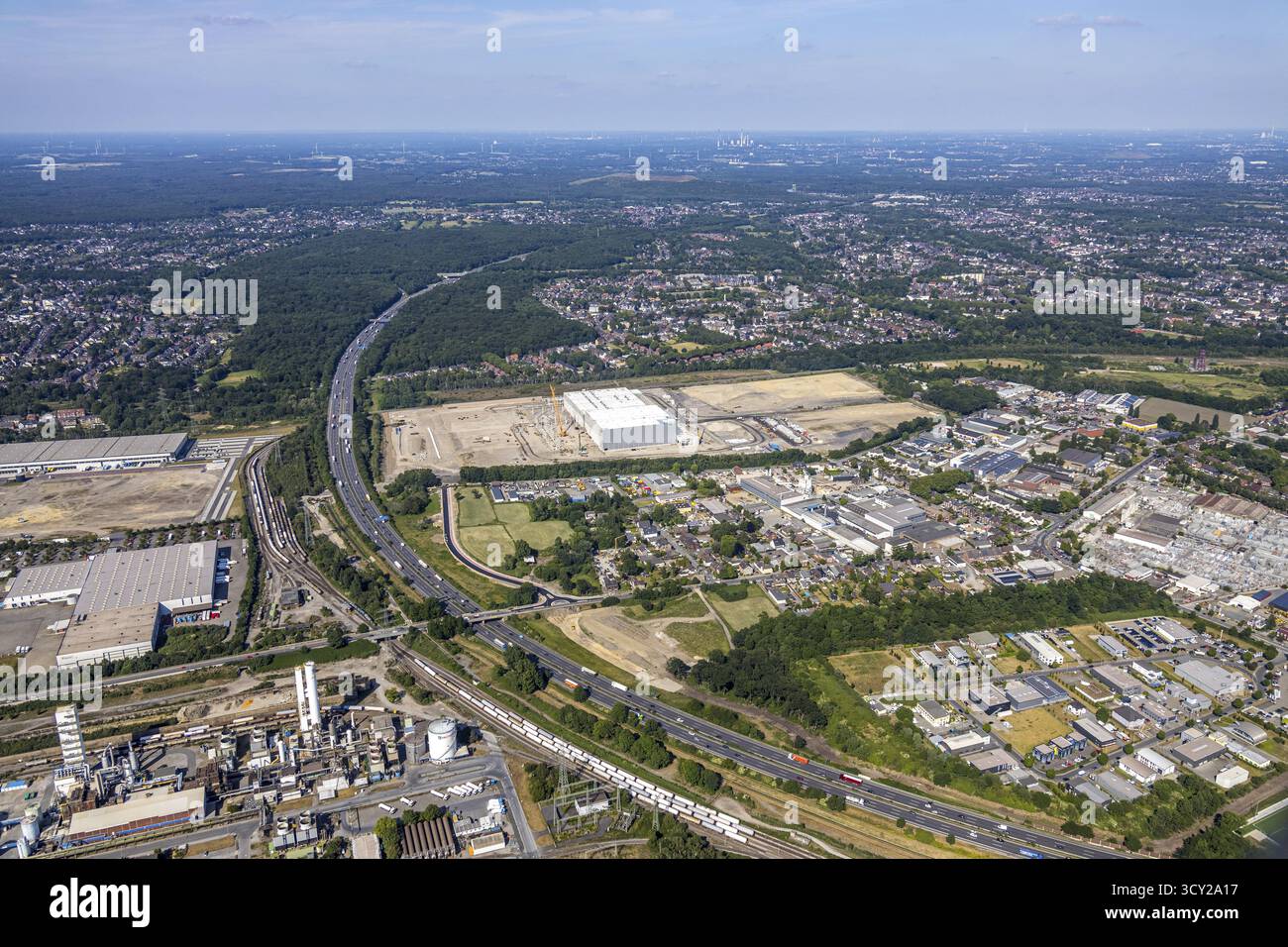 Luftaufnahme, Oberhausen, Logport V, duisport, Gewerbegebiet Waldteichstraße, EDEKA-Logistik-ZENTRUM, Sterkrade, Ruhrgebiet, Nordrhein-Westfalen Stockfoto
