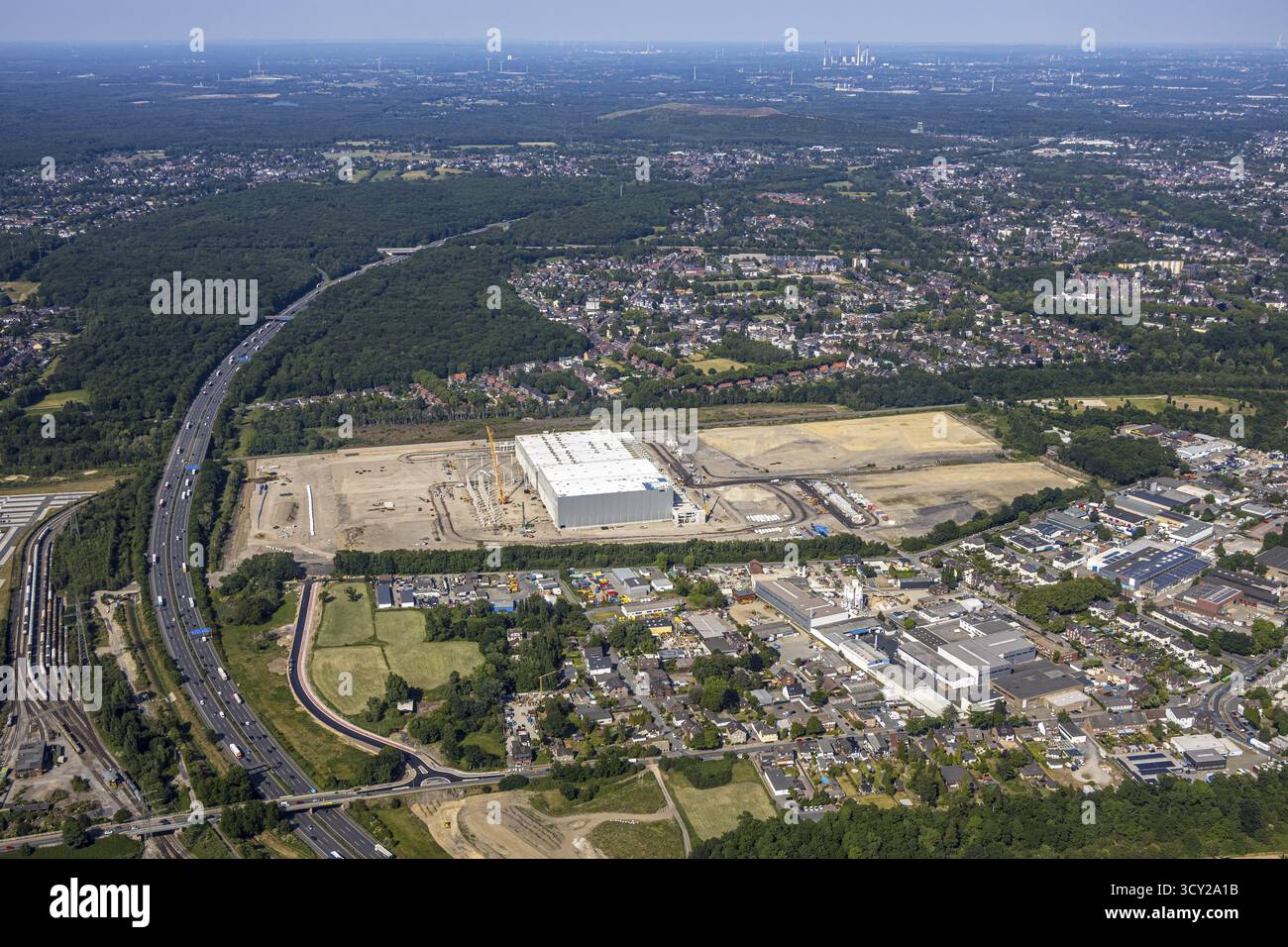 Luftaufnahme, Oberhausen, Logport V, duisport, Gewerbegebiet Waldteichstraße, EDEKA-Logistik-ZENTRUM, Sterkrade, Ruhrgebiet, Nordrhein-Westfalen Stockfoto