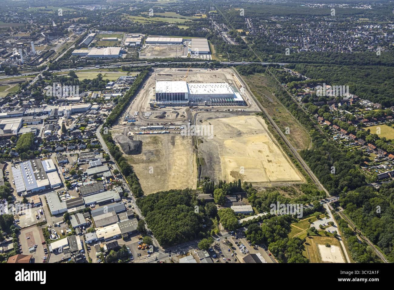 Luftaufnahme, Oberhausen, Logport V, duisport, Gewerbegebiet Waldteichstraße, EDEKA-Logistik-ZENTRUM, Sterkrade, Ruhrgebiet, Nordrhein-Westfalen Stockfoto