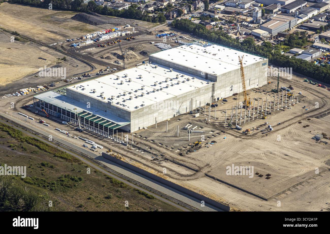 Luftaufnahme, Oberhausen, Logport V, duisport, Gewerbegebiet Waldteichstraße, EDEKA-Logistik-ZENTRUM, Sterkrade, Ruhrgebiet, Nordrhein-Westfalen Stockfoto