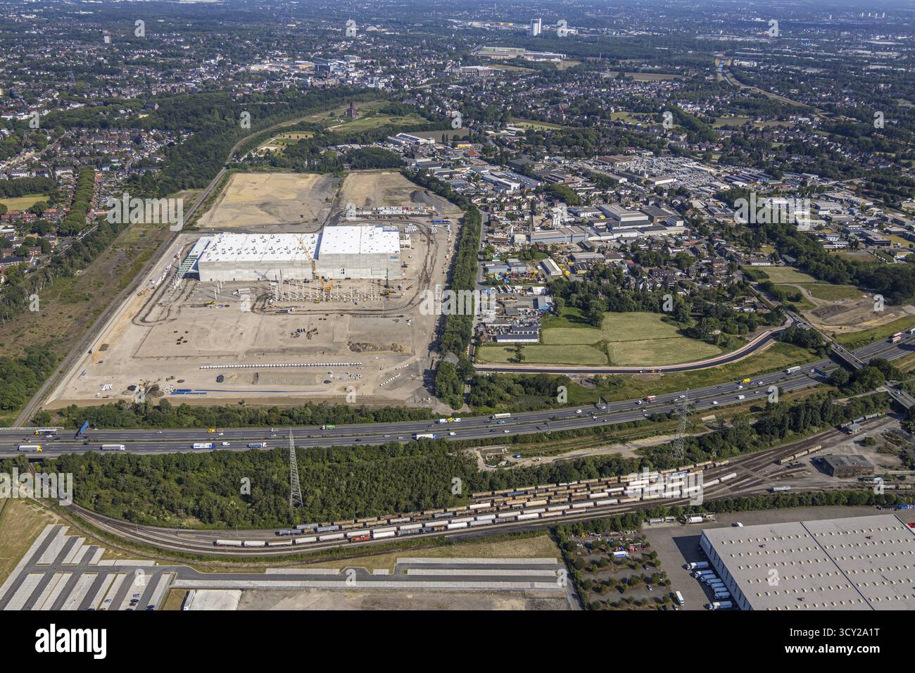 Luftaufnahme, Oberhausen, Logport V, duisport, Gewerbegebiet Waldteichstraße, EDEKA-Logistik-ZENTRUM, Sterkrade, Ruhrgebiet, Nordrhein-Westfalen Stockfoto