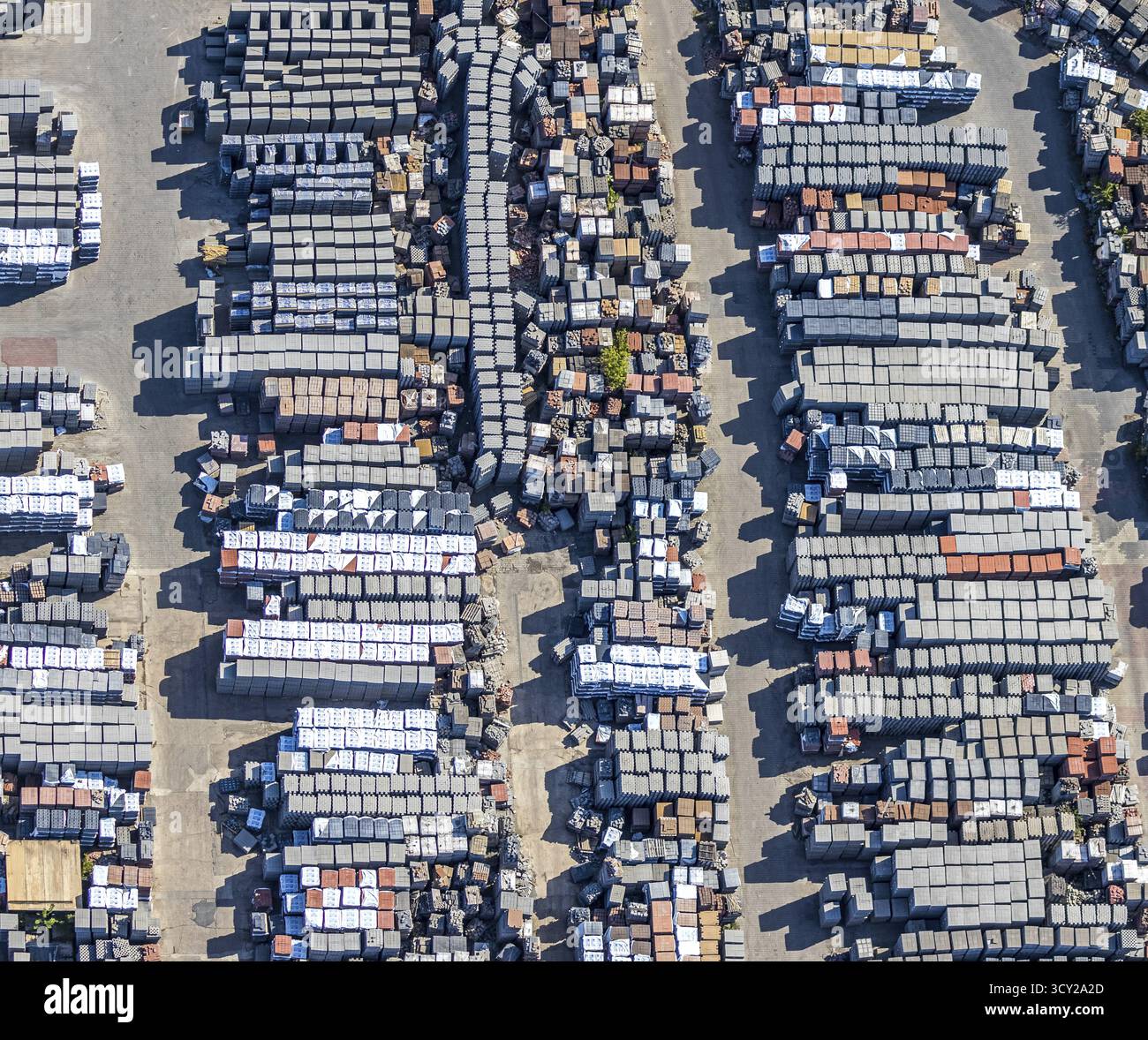 Luftaufnahme, Basamentwerke Boecke GmbH, Betonwerk, Betonsteine, Betonsteine, Sterkrade, Oberhausen, Ruhrgebiet, Nordrhein-Westfalen, GE Stockfoto