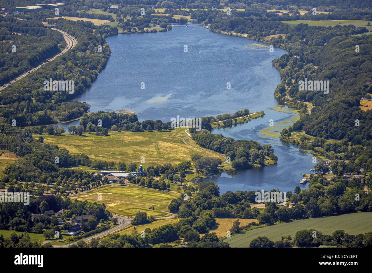 Luftaufnahme, Kemnader See, Witten, Ennepe-Ruhr Bezirk, Ruhrgebiet, Nordrhein-Westfalen, Deutschland Stockfoto Luftaufnahme, Kemnader See, Witten, Ennepe-Ruhr Bezirk, Ruhrgebiet, Nordrhein-Westfalen, Deutschland Stockfoto