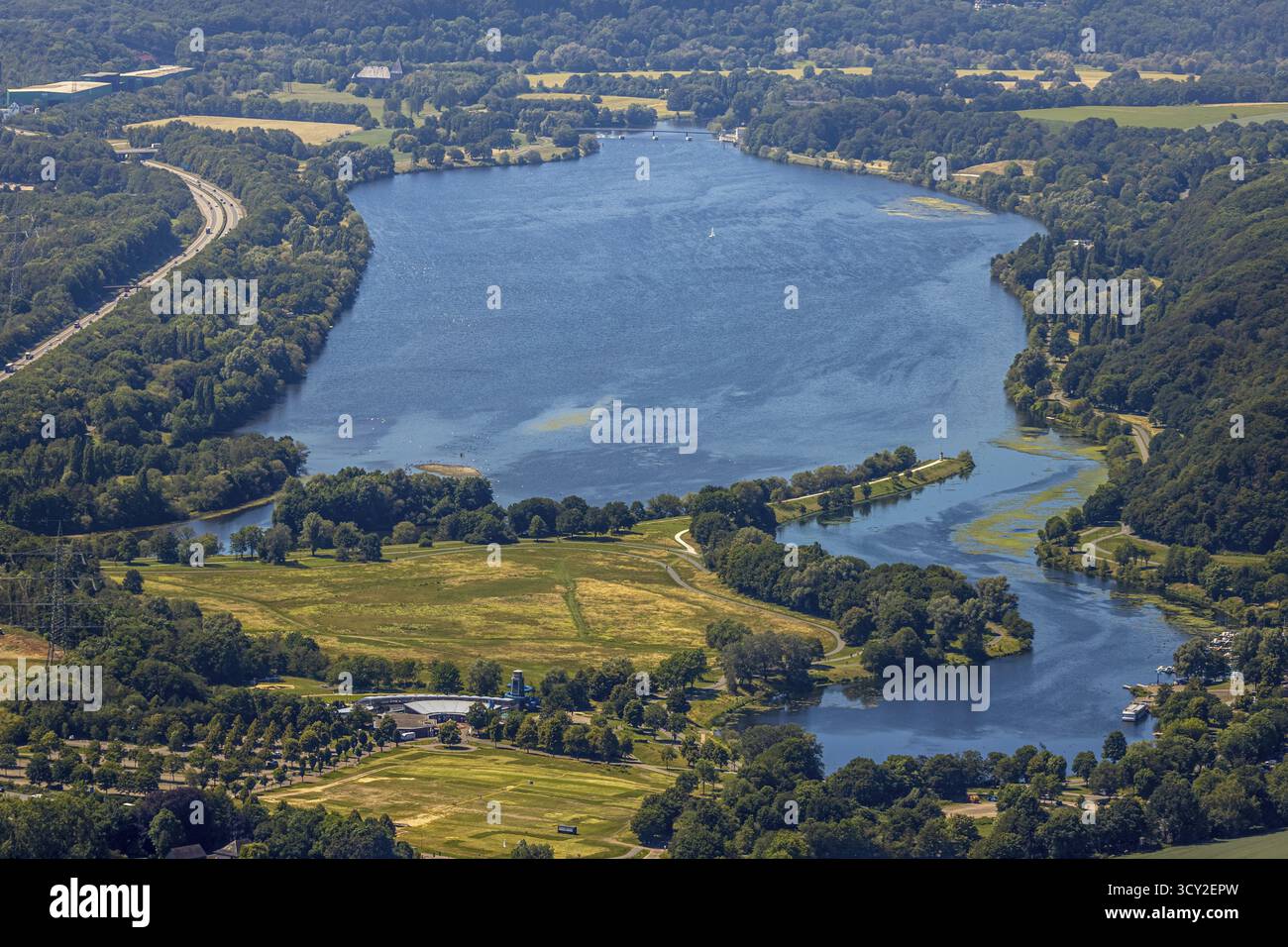Luftaufnahme, Kemnader See, Witten, Ennepe-Ruhr Bezirk, Ruhrgebiet, Nordrhein-Westfalen, Deutschland Stockfoto Luftaufnahme, Kemnader See, Witten, Ennepe-Ruhr Bezirk, Ruhrgebiet, Nordrhein-Westfalen, Deutschland Stockfoto