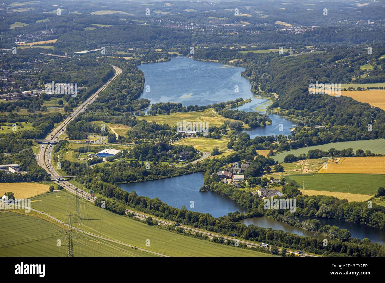 Luftaufnahme, Kemnader See, Witten, Ennepe-Ruhr Bezirk, Ruhrgebiet, Nordrhein-Westfalen, Deutschland Stockfoto Luftaufnahme, Kemnader See, Witten, Ennepe-Ruhr Bezirk, Ruhrgebiet, Nordrhein-Westfalen, Deutschland Stockfoto