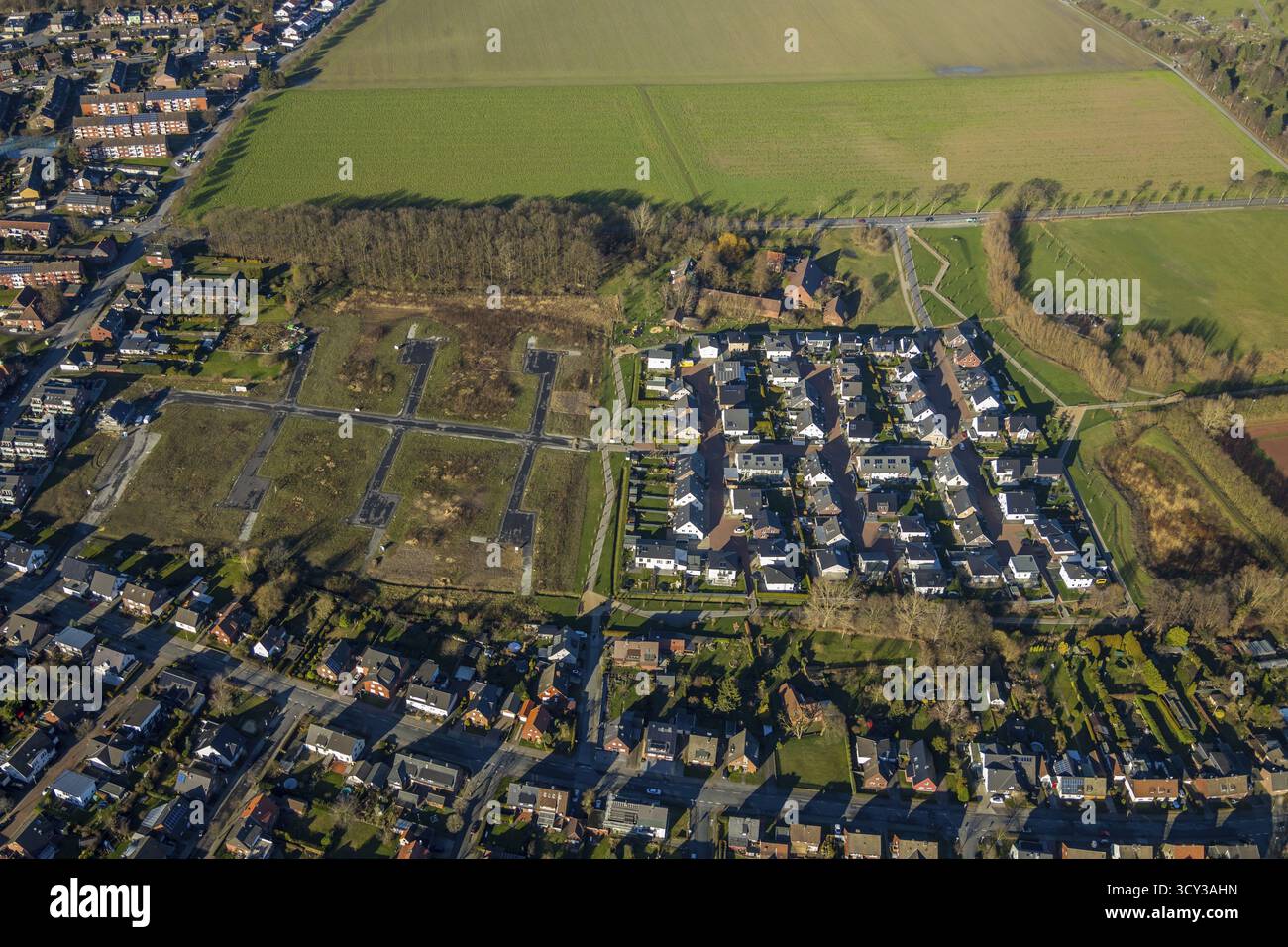 Luftaufnahme, Wohnpark Schulze-Everding, 2. Bauabschnitt, Neubaugebiet, Bockum-Hoevel, Hamm, Ruhrgebiet, Nordrhein-Westfalen Stockfoto