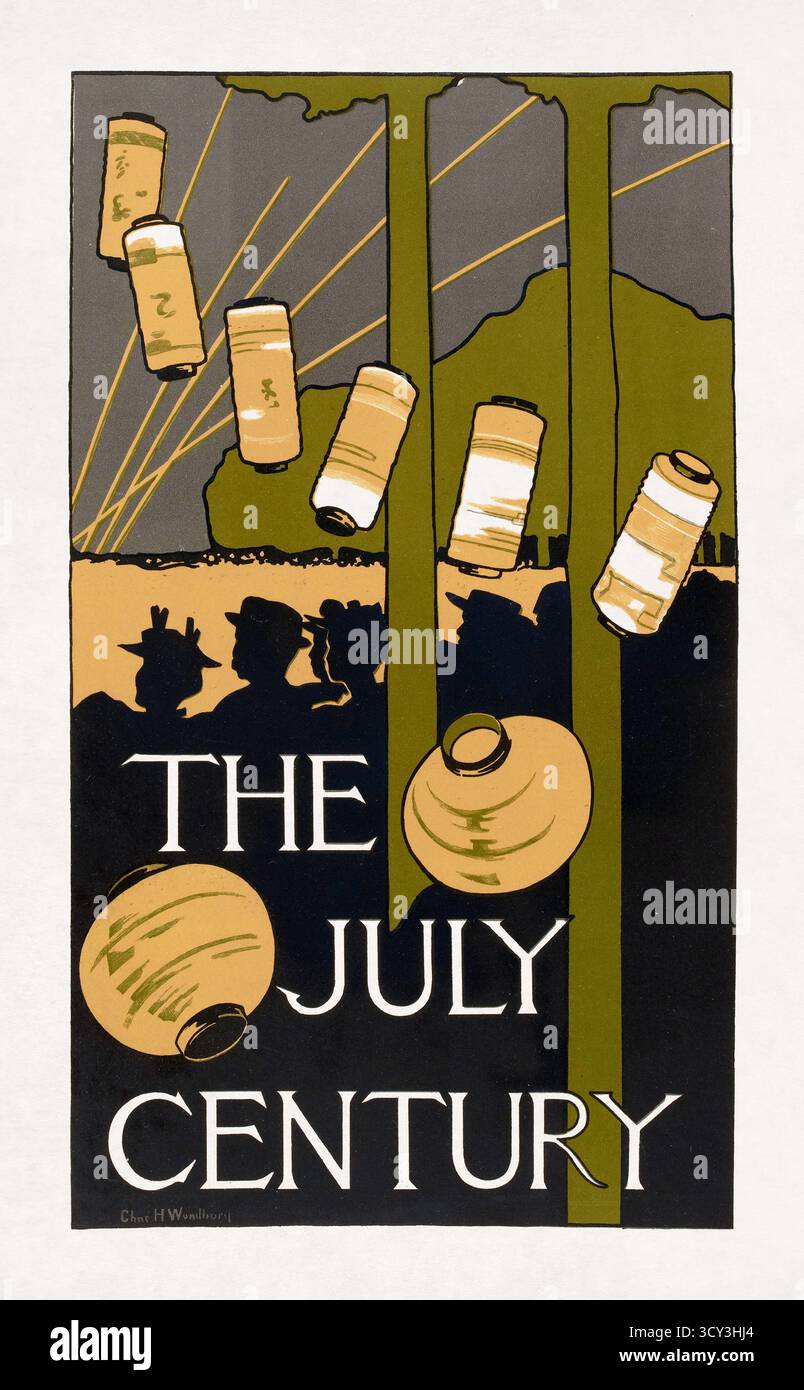 Farblithographie von Charles Herbert Woodbury zur Förderung des Magazins „The July Century“. Stockfoto