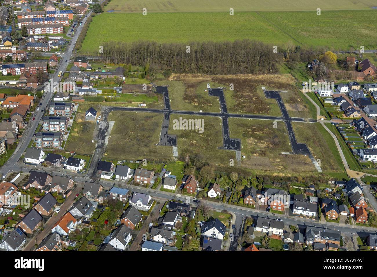 Luftaufnahme, Wohnpark Schulze-Everding, 2. Bauabschnitt, Neubaugebiet, Bockum-Hoevel, Hamm, Ruhrgebiet, Nordrhein-Westfalen Stockfoto