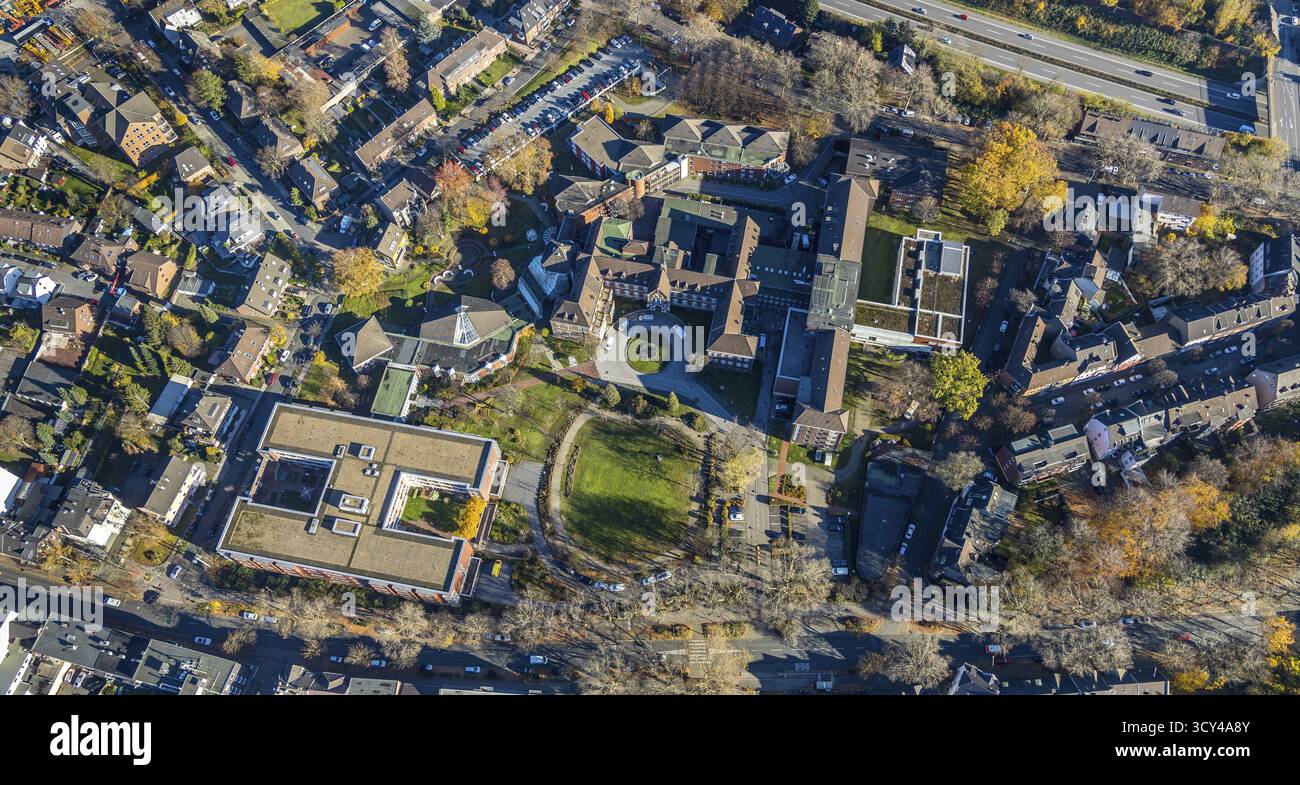 Luftaufnahme, Johanniter-Haus Sterkrade, Johanniter Krankenhaus Oberhausen, Sterkrade Mitte, Oberhausen, Ruhrgebiet, Nordrhein-Westfalen, Deutschland, DE, E Stockfoto