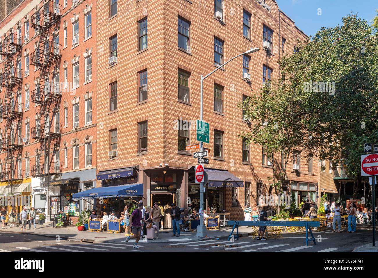 New York City, NY, USA - die charmante Ecke einer Straße im West Village von Manhattan Stockfoto