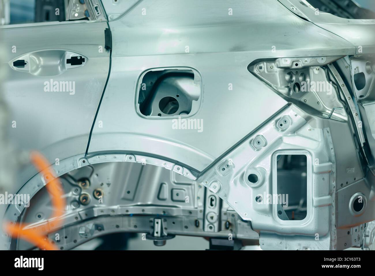 Rahmenstruktur an Automobilherstellungs- und Transportlinien Stockfoto