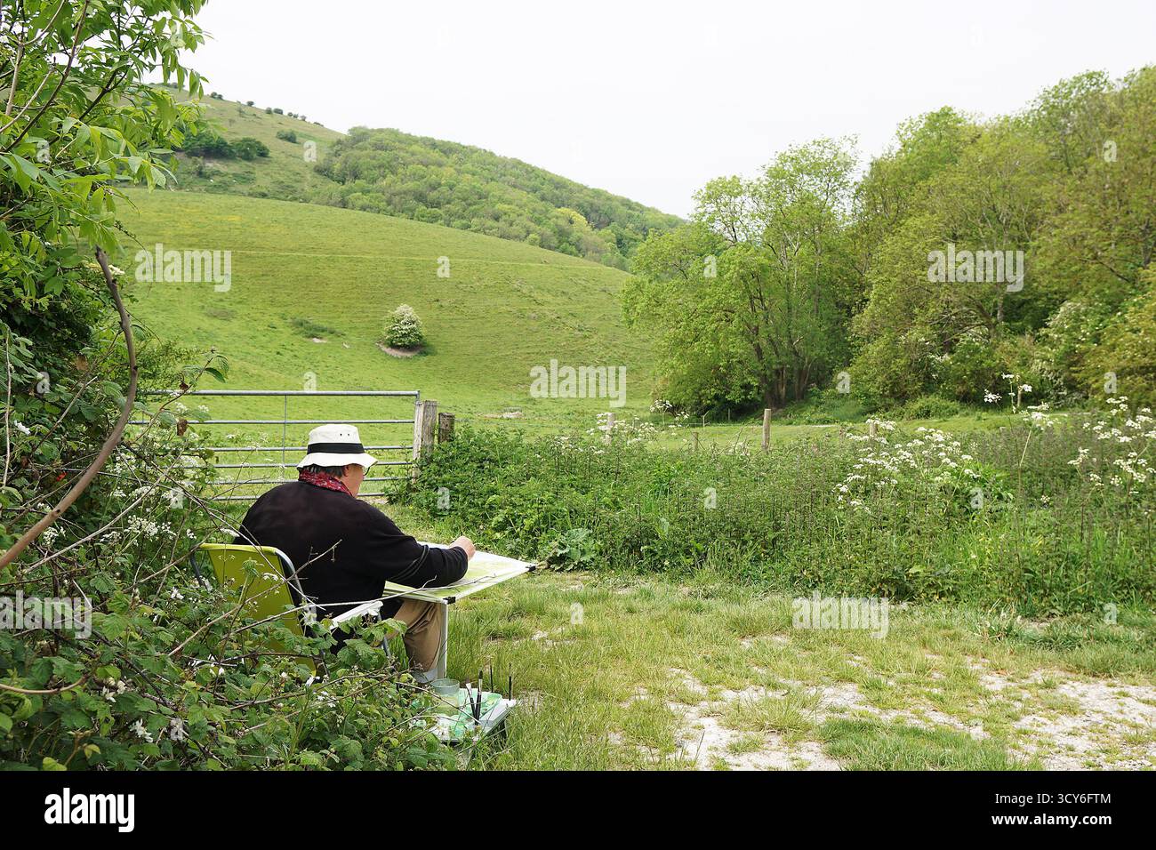 Künstler malte Landschaft Stockfoto