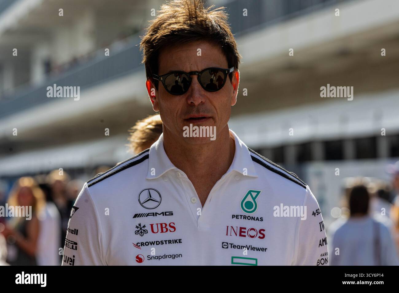 Austin, Texas, USA, 17. Oktober 2025, Toto Wolff, Mercedes, während des Sprint Qualifying - Foto Filip Skripko/Alamy Live News Stockfoto