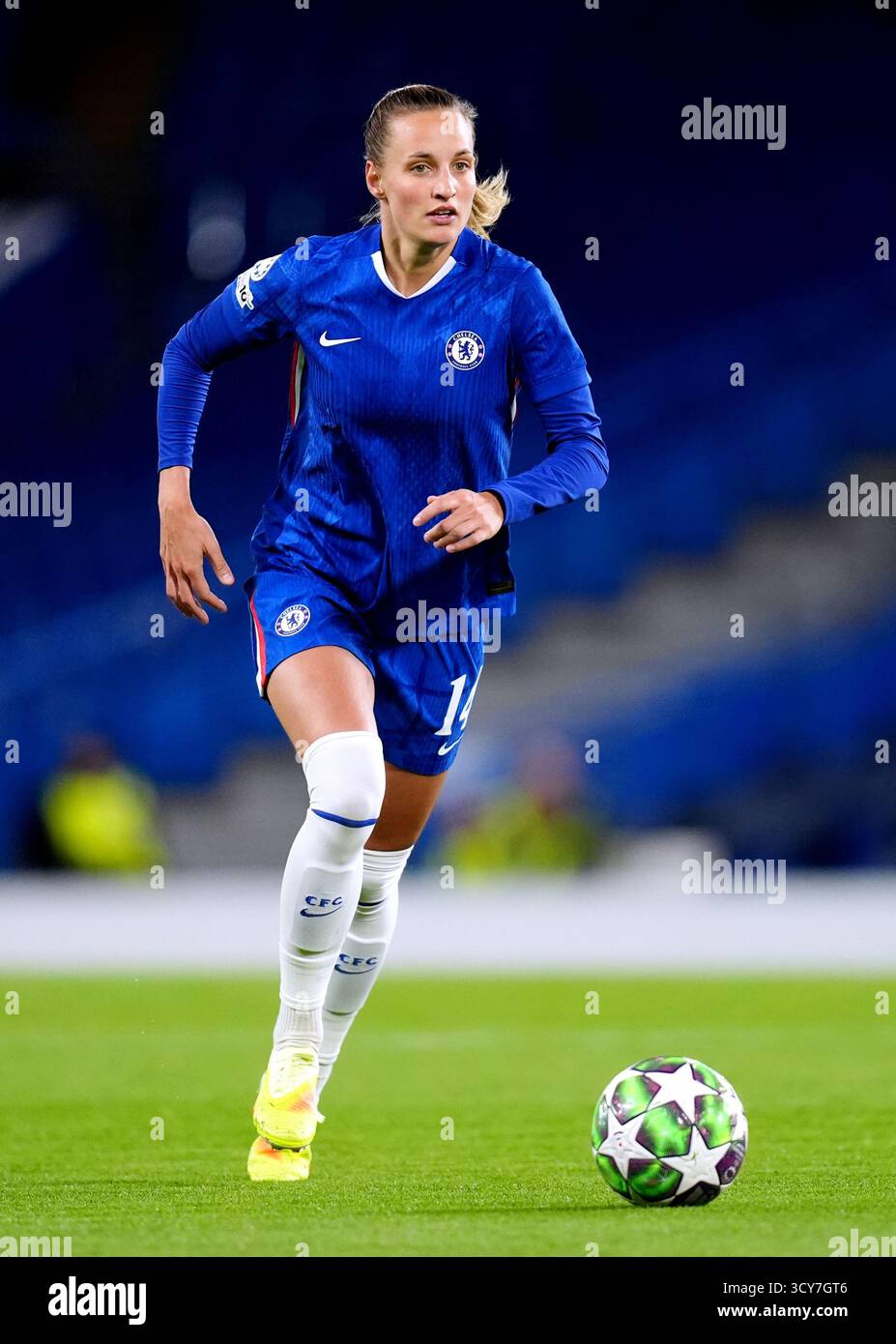 Nathalie Bjorn von Chelsea während des Spiels der UEFA Women's Champions League in Stamford Bridge, London. Bilddatum: Mittwoch, 15. Oktober 2025. Stockfoto
