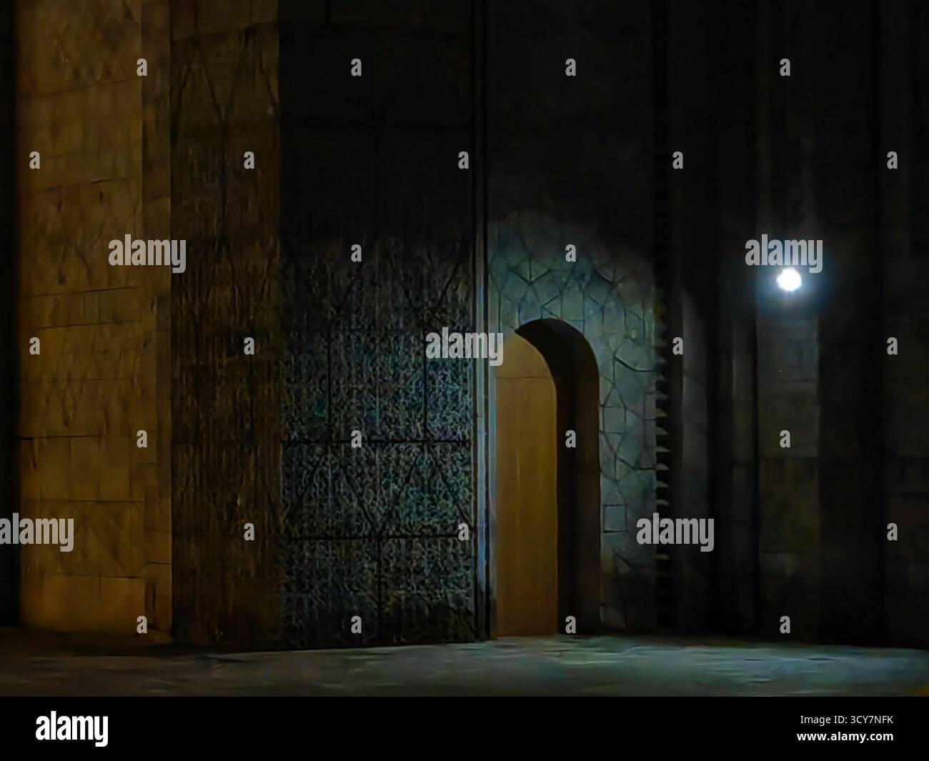 Die Geheimtür um die Ecke. Stockfoto