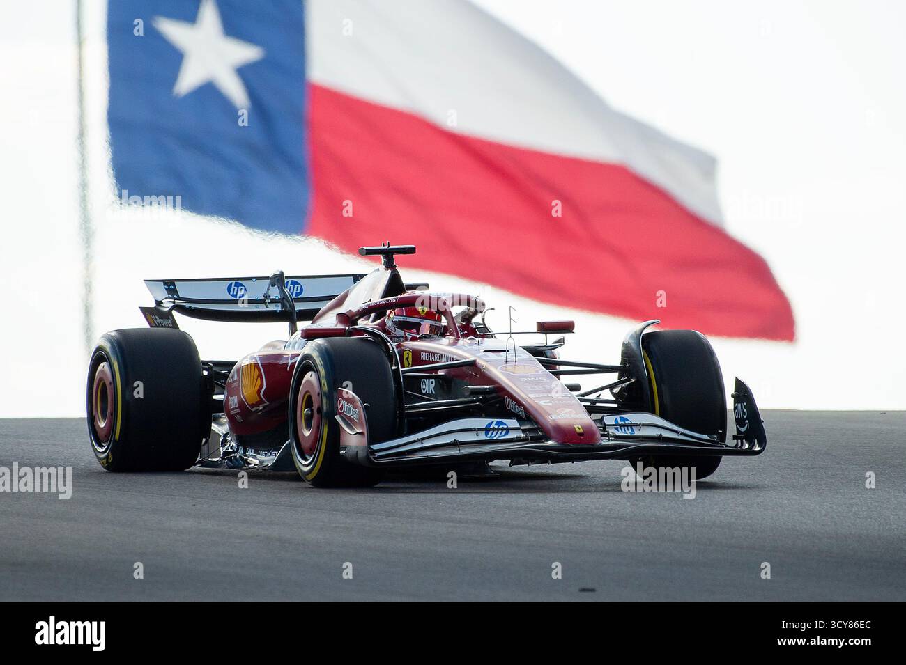17. Oktober 2025: Charles Leclerc (16) mit dem Scuderia Ferrari HP Team in Aktion Sprint Qualifying beim Formel 1 MSC Cruises United States Grand Prix, Circuit of the Americas. Austin, Texas. Mario Cantu/CSM Stockfoto