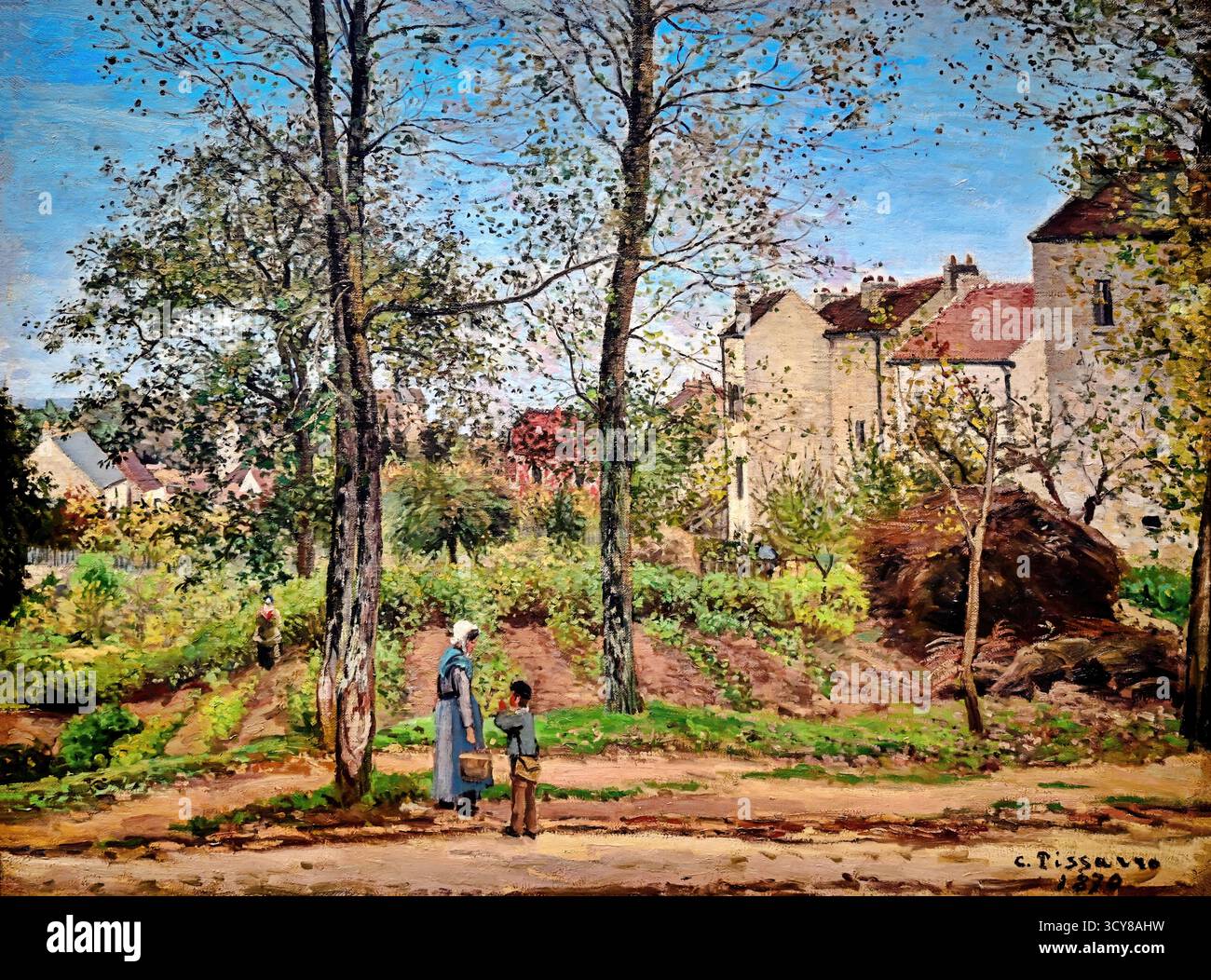 Camille Pissarro - Landschaft in Louveciennes, 1870. Stock Vektor