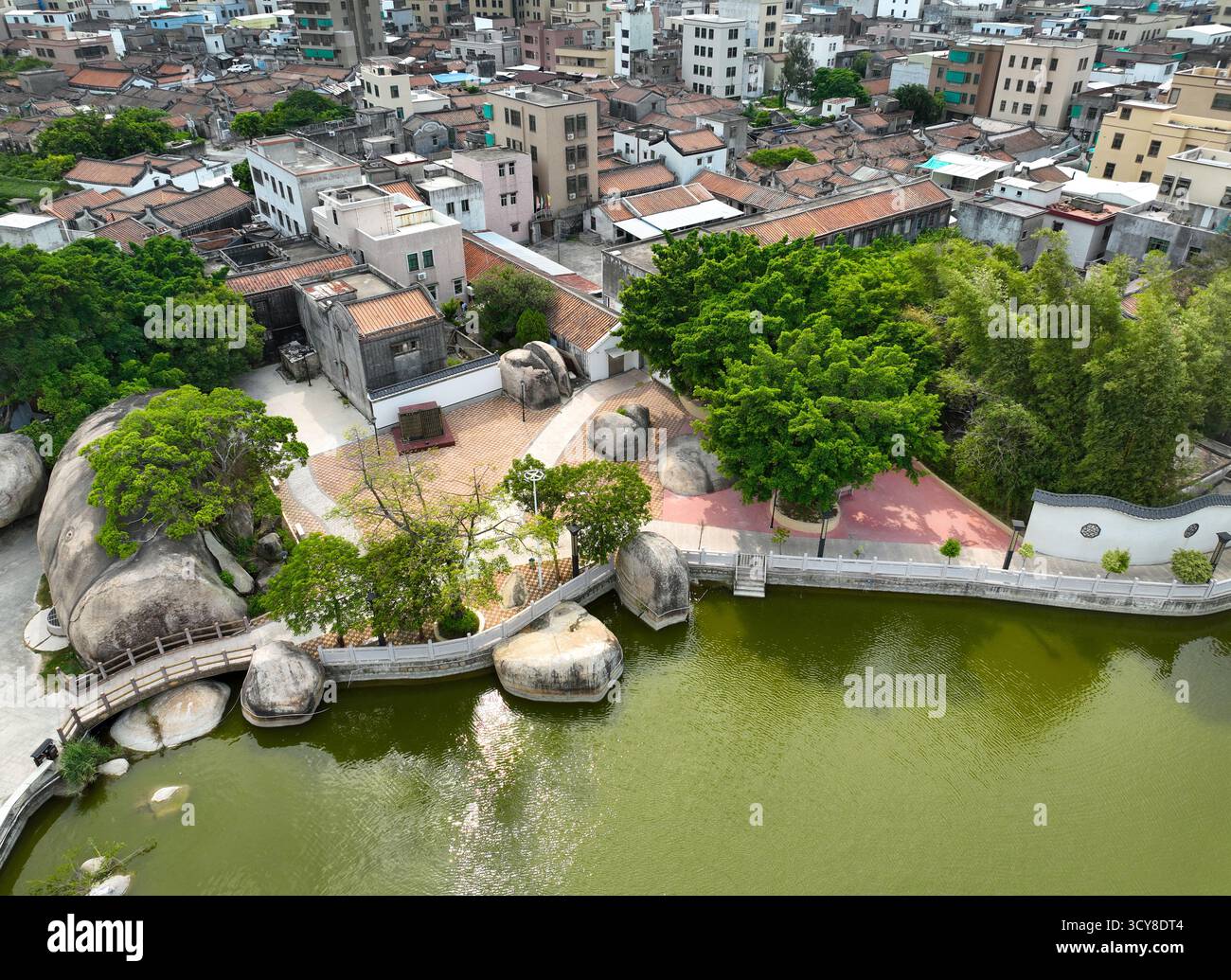 Luftaufnahmen des Luofenggangma Wetland Park im antiken Dorf Fenggang, Shantou City, Provinz Guangdong Stockfoto