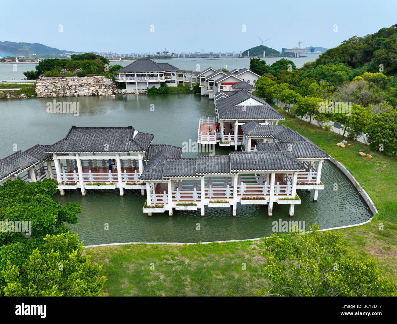 Luftaufnahmen des Luofenggangma Wetland Park im antiken Dorf Fenggang, Shantou City, Provinz Guangdong Stockfoto