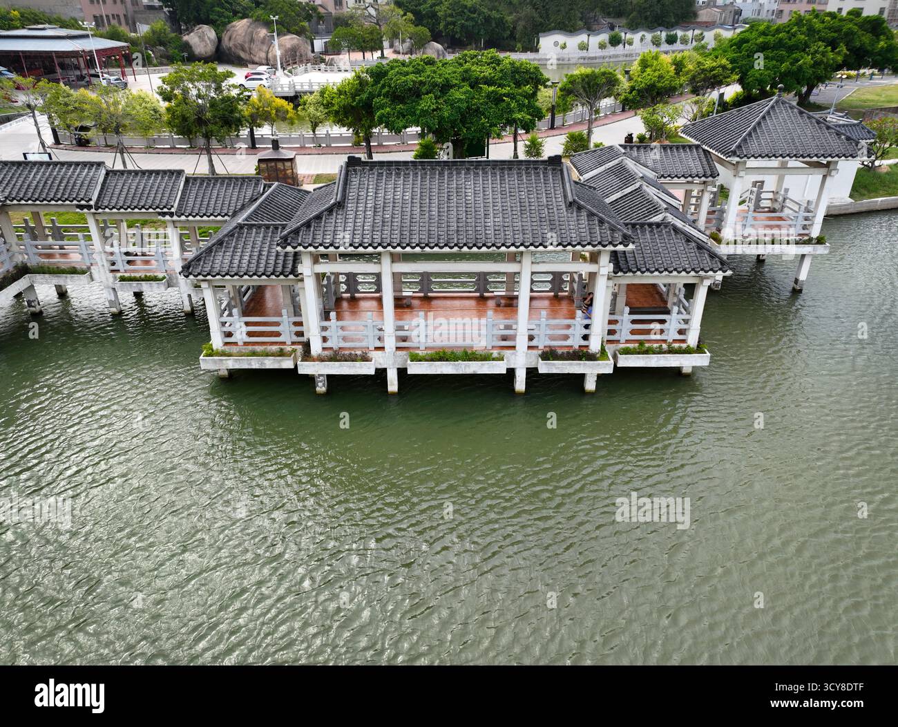 Luftaufnahmen des Luofenggangma Wetland Park im antiken Dorf Fenggang, Shantou City, Provinz Guangdong Stockfoto