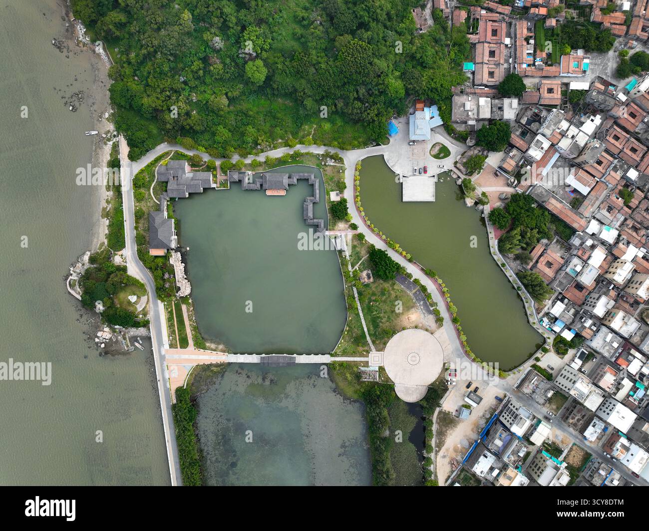 Luftaufnahmen des Luofenggangma Wetland Park im antiken Dorf Fenggang, Shantou City, Provinz Guangdong Stockfoto