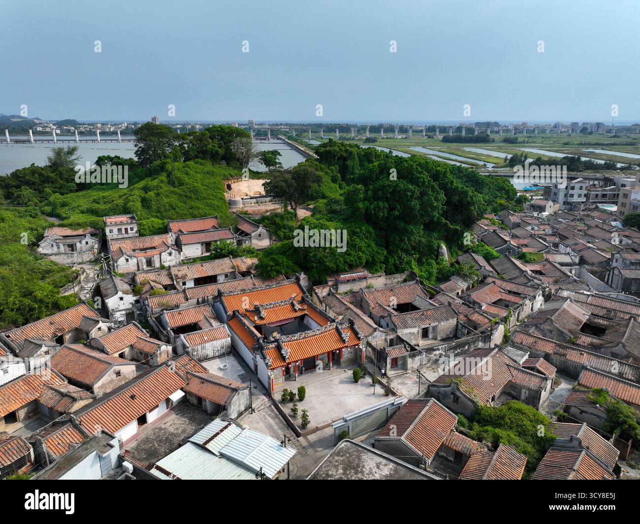 Luftaufnahmen des Luofenggangma Wetland Park im antiken Dorf Fenggang, Shantou City, Provinz Guangdong Stockfoto