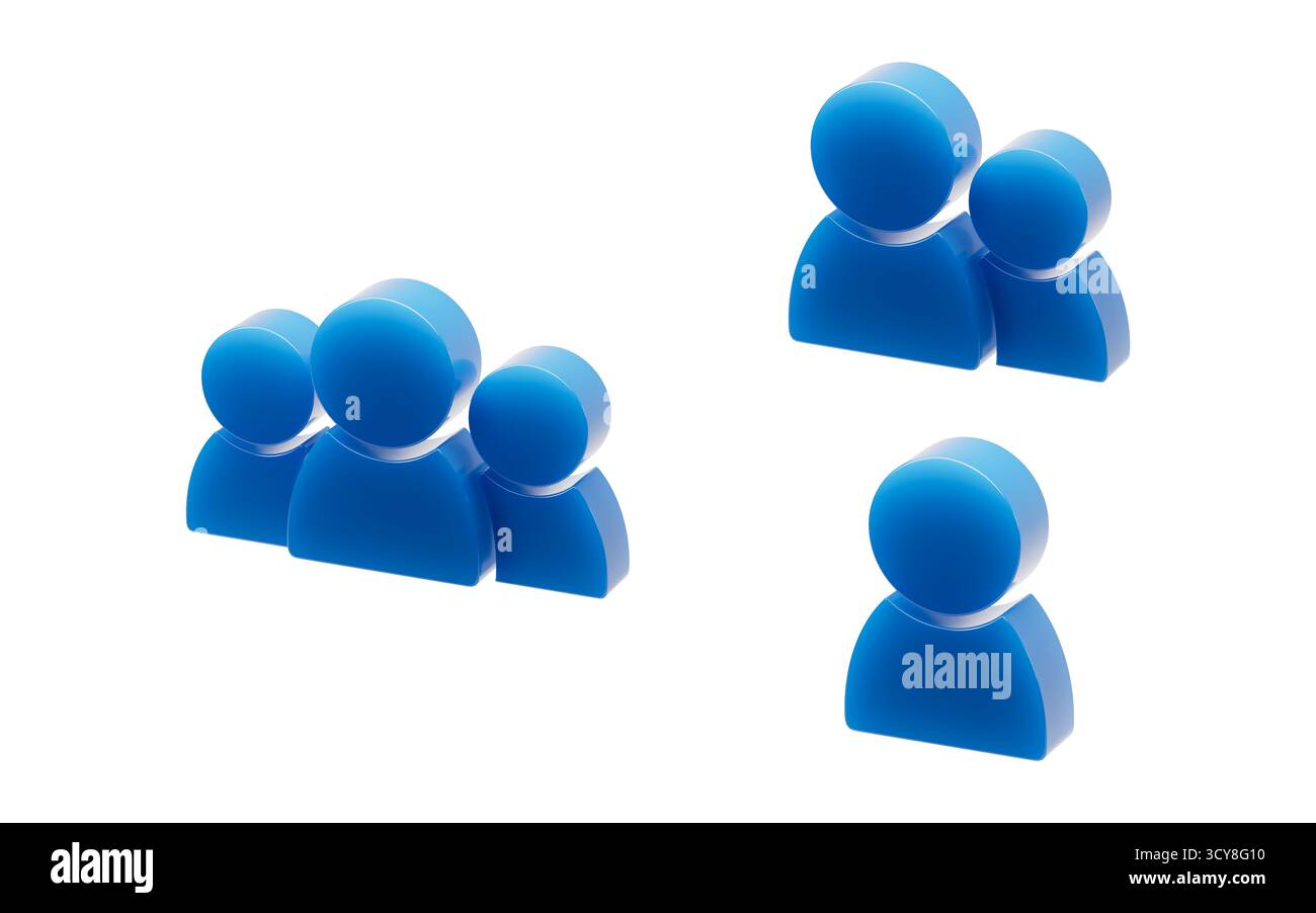 Blaues Symbol für Geschäftszeichen, 3D-Rendering. 3D-Abbildung. Stockfoto