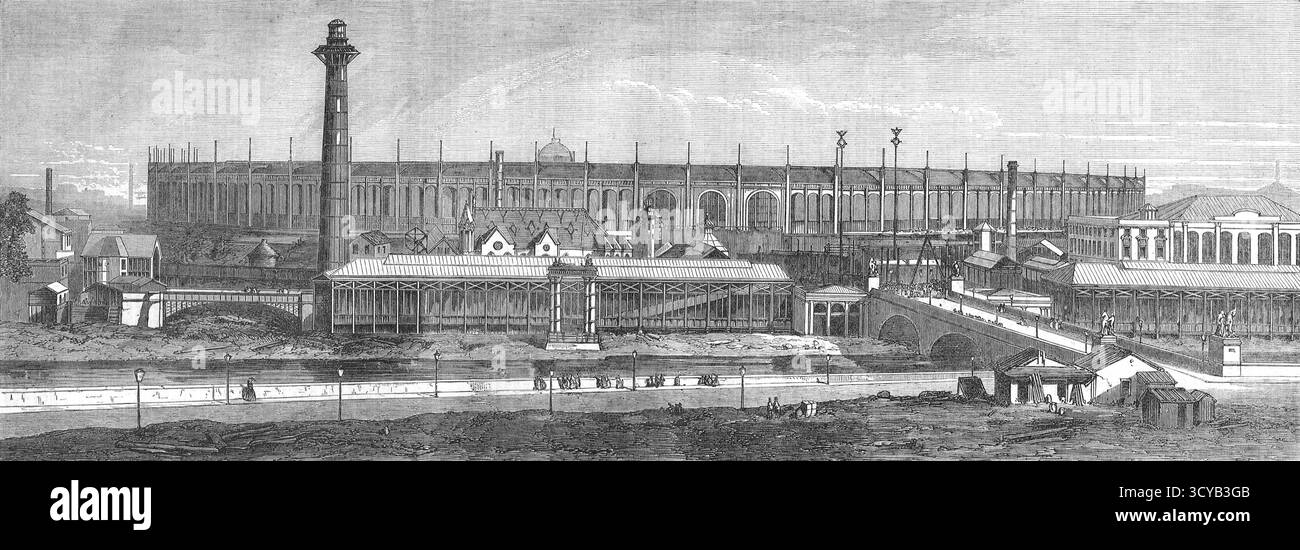 Blick auf das internationale Ausstellungsgebäude von Paris, von der gegenüberliegenden Seite der seine, 1867 Stockfoto