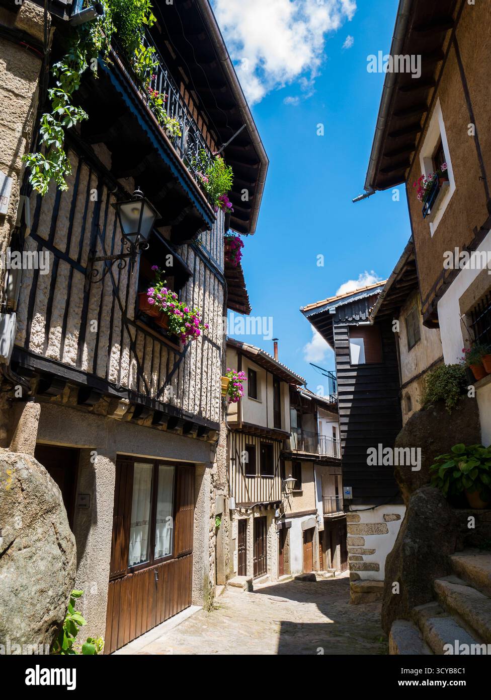 Calle típica de La Alberca. Sierra de Francia. Salamanca. Castilla León. España. Stockfoto