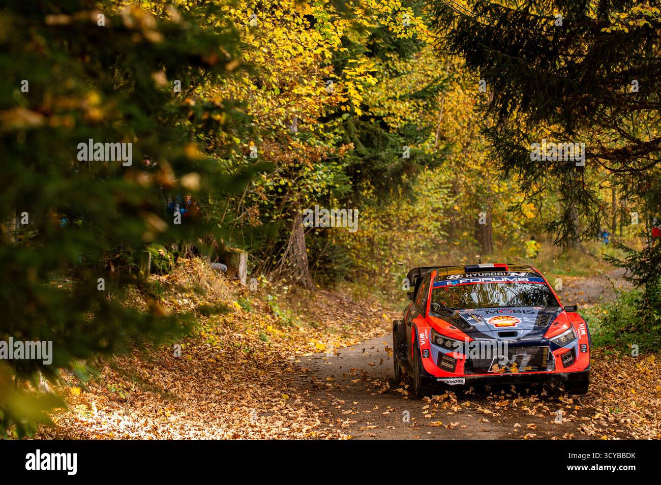 Adrien FOURMAUX(Fra),Alexandre CORIA(Fra) auf einer HYUNDAI i20 N Rally1 eines Teams HYUNDAI SHELL MOBIS WORLD RALLYETEAM während der FIA WRC MITTELEUROPAKALLYE Passau, Deutschland, am 18. Oktober 2025 Stockfoto