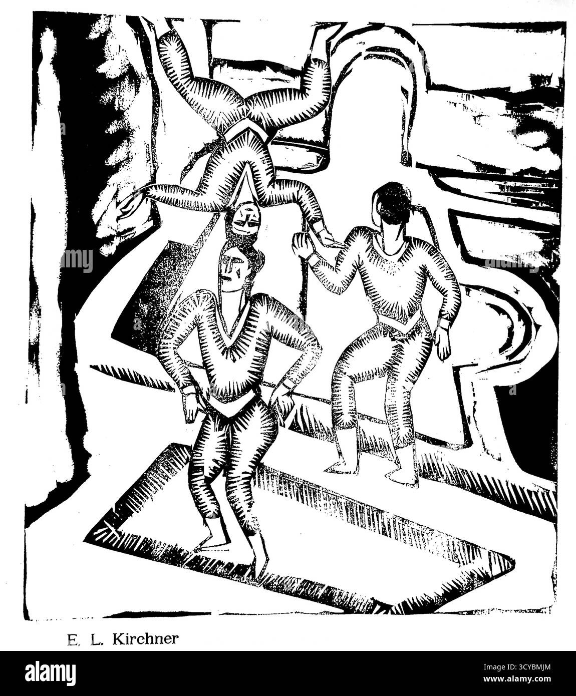 Akrobaten von Ernst Ludwig Kirchner - deutsches Expressionismusgemälde Anfang des 20. Jahrhunderts, bunte Zirkusszene, Public Domain Fine Art Stockfoto