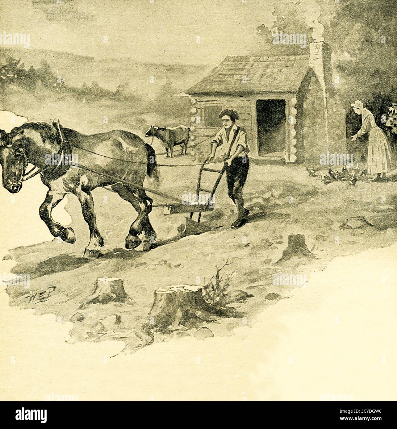 Patrick Henry war ein amerikanischer Politiker, Pflanzer und Redner, der zur Zweiten Virginia Convention erklärte: „Gib mir Freiheit oder gib mir Tod!“ Als Gründungsvater war er von 1776 bis 1779 und von 1784 bis 1786 der erste und sechste postkoloniale Gouverneur von Virginia. George Washington bot ihm sogar mehrere prominente Positionen in seiner Regierung an, aber er lehnte ab. Im Jahr 1796 versuchten viele einflussreiche Virginianer, ihn für eine Präsidentschaftskandidatur zu drängen, doch Henry lehnte es ab. Henry wurde für immer mit Cincinnatus in Verbindung gebracht, kehrte zu seinem Pflug zurück und widersetzte der Macht. Stockfoto