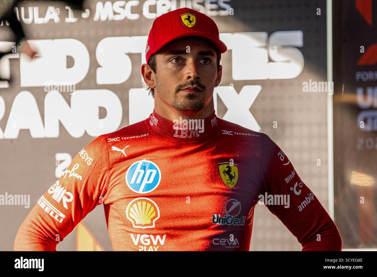 Austin, Texas, USA, 18. Oktober 2025, Charles Leclerc, Ferrari, während des Qualifying Day F1, Copyright: Filip Skripko/Alamy Live News Stockfoto