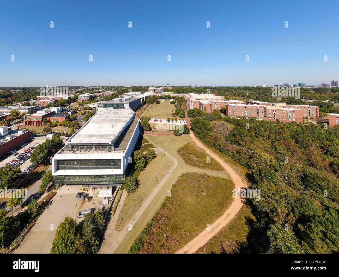 Bilder der Sunny Aerial Drone vom Centennial Campus der North Carolina State University in Raleigh North Carolina Stockfoto