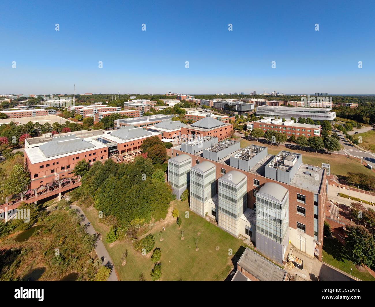 Bilder der Sunny Aerial Drone vom Centennial Campus der North Carolina State University in Raleigh North Carolina Stockfoto