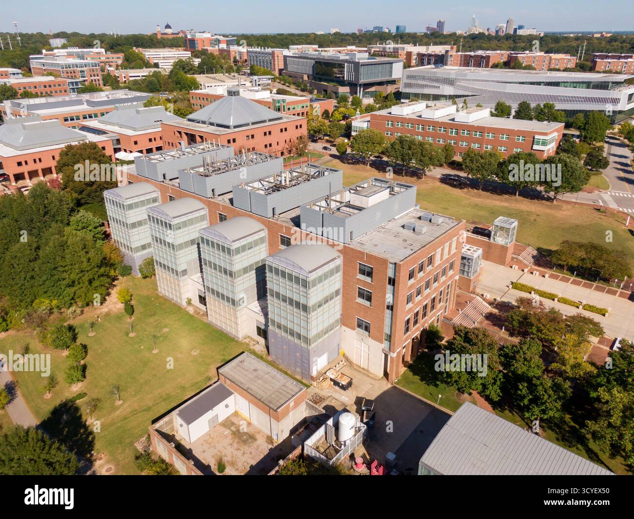 Bilder der Sunny Aerial Drone vom Centennial Campus der North Carolina State University in Raleigh North Carolina Stockfoto