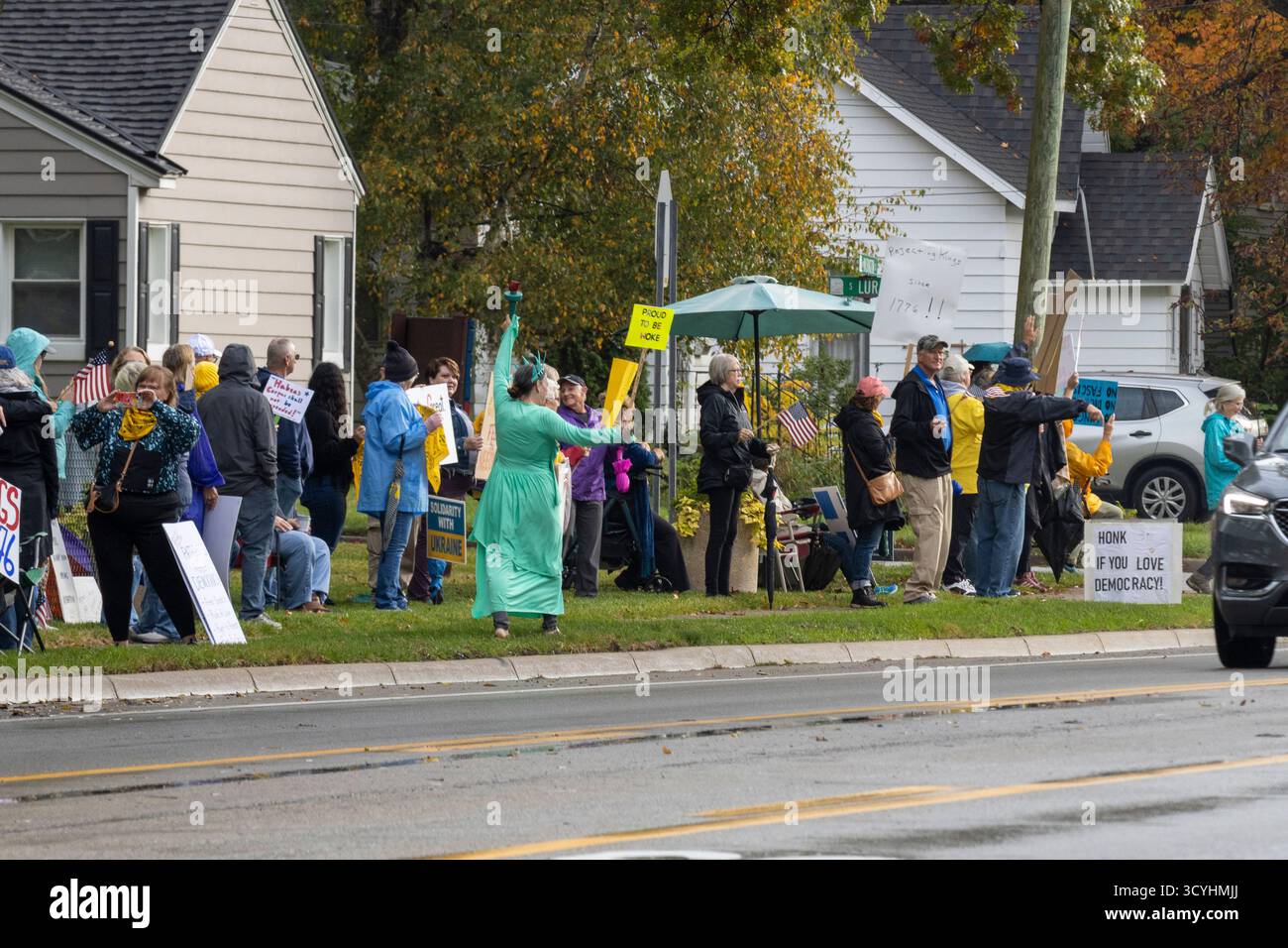 No Kings Rally, Greenville Michigan, USA, 18. Oktober 2025 Stockfoto