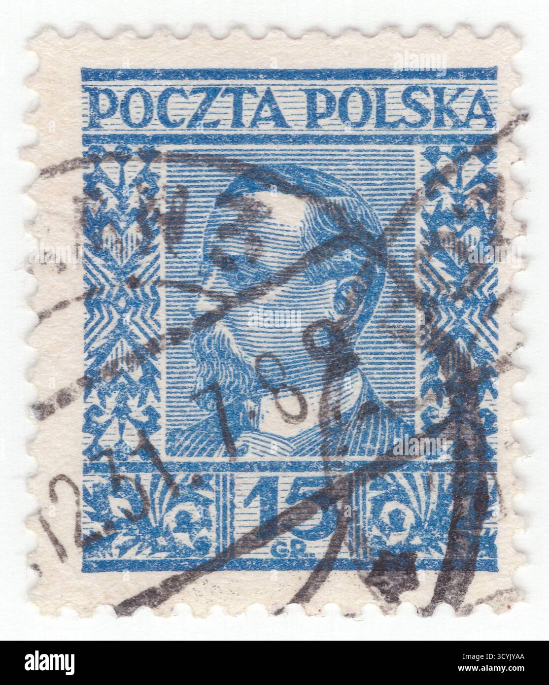 POLEN — 12. September 1928: 15 grossige Ultramarin-Briefmarke mit Porträt von Henryk Sienkiewicz. Auch unter dem Pseudonym Litwos bekannt, war er ein berühmter polnischer Schriftsteller. Bekannt ist er vor allem durch seine historischen Romane, wie die Trilogy-Serie und vor allem durch seinen international bekannten Bestseller Quo Vadis (1896). Geboren in einer verarmten polnischen Adelsfamilie im russisch regierten Kongresspol begann er in den späten 1860er Jahren mit der Veröffentlichung journalistischer und literarischer Werke. In den späten 1870er Jahren reiste er in die Vereinigten Staaten und schickte Reiseberichte, die ihm bei polnischen Lesern Popularität erlangten Stockfoto