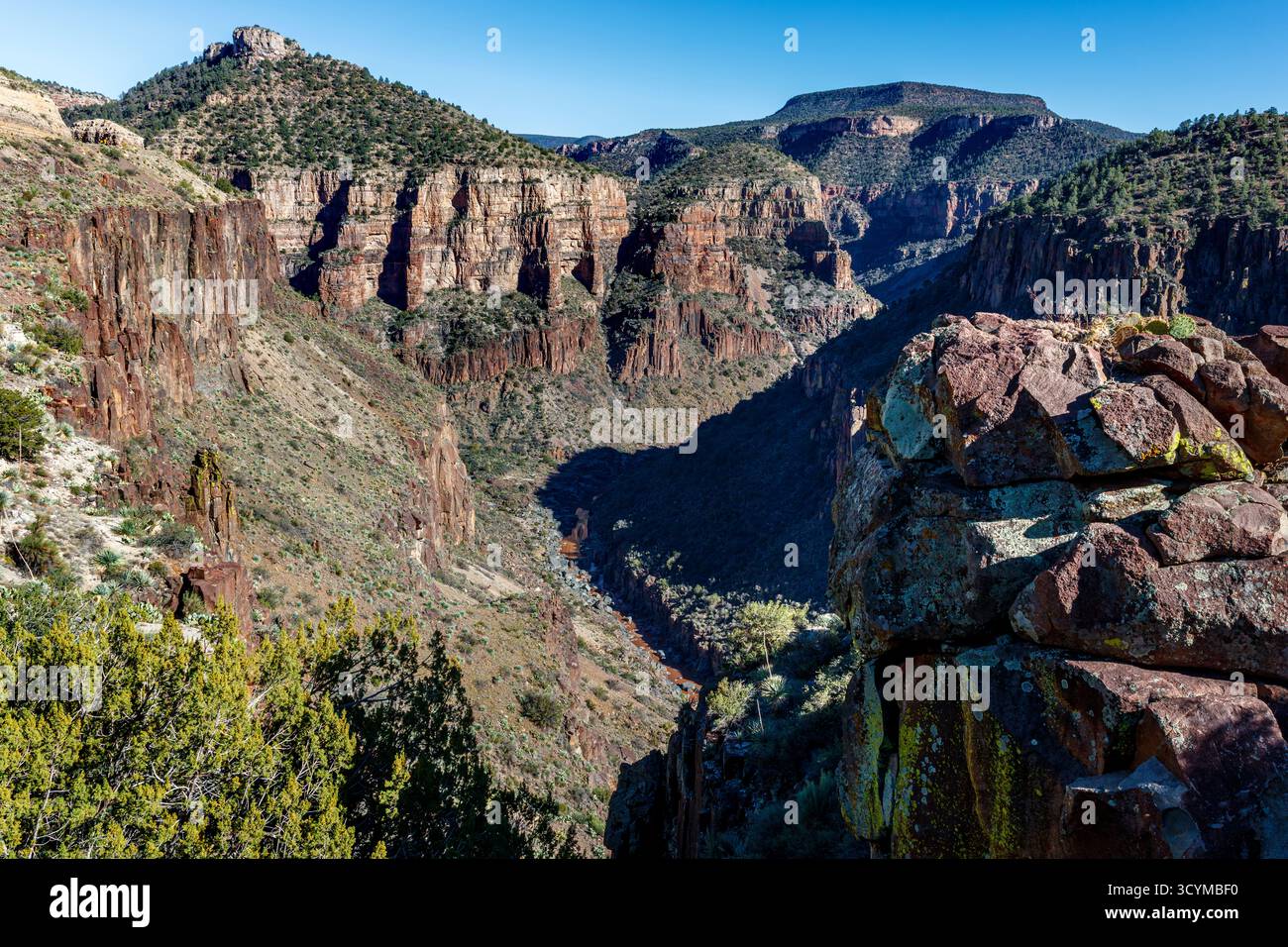 Salt River Canyon, zerklüftete Wüstenschlucht, die vom Salt River gemeißelt wurde, Tonto National Forest, Arizona, USA. Stockfoto