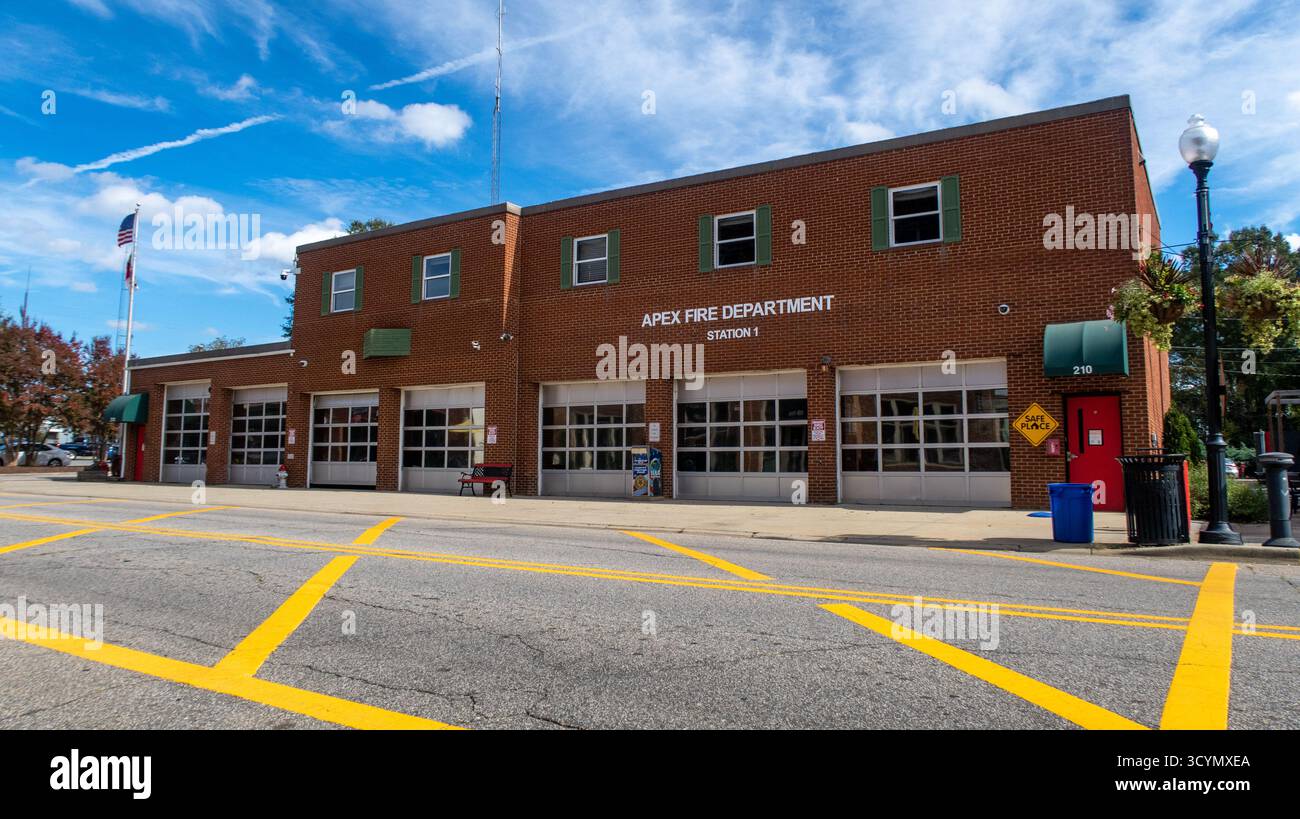 Feuerwache 1 in Downtown Apex North Carolina Stockfoto