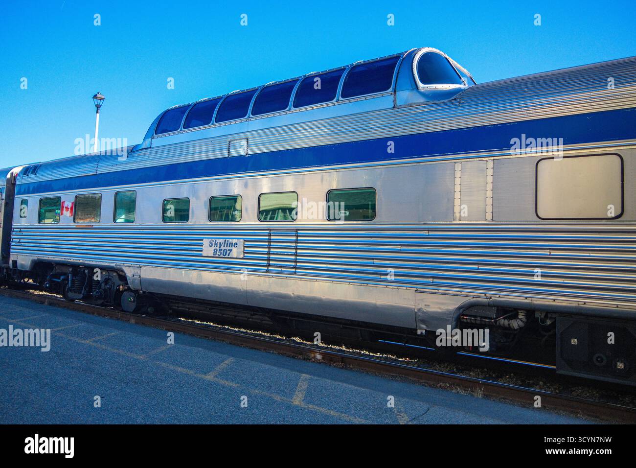 Der Skyline Dome Car des Via Rail Canadian Train. Stockfoto