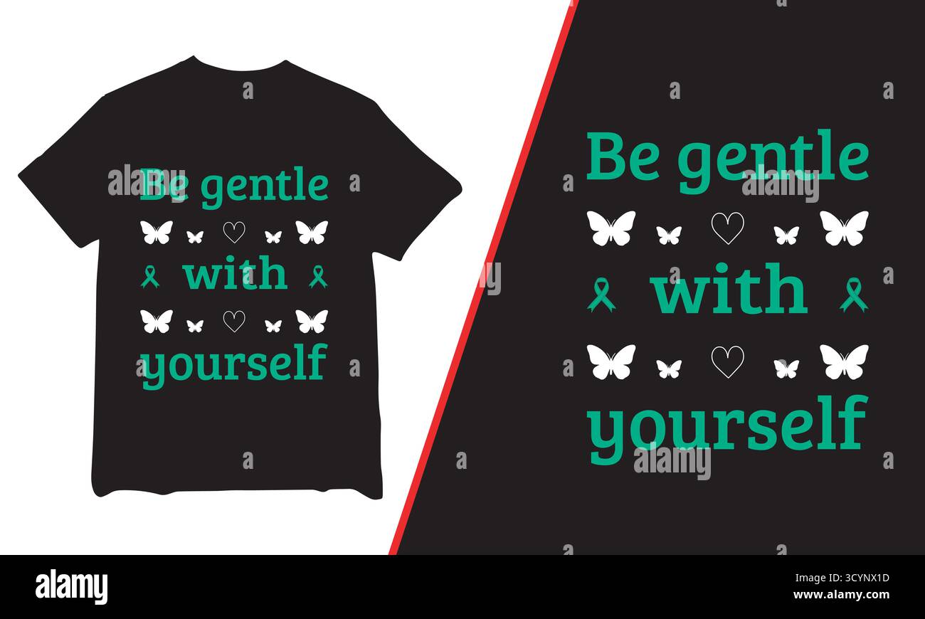 T-Shirt Design, Mental Health T-Shirt Design, Motivational & Typografie T-Shirt Design Stock Vektor